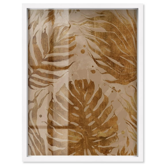 Palmas en dorado Shadowbox Print Palm Tree Art by Art Remedy, White Frame, 16 x 20