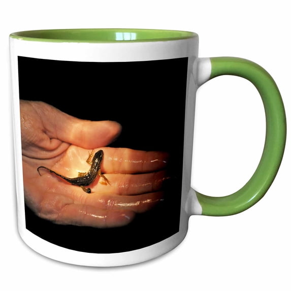 3drose, Palmate Newt, Triturus Helveticus, in Pond in Breeding Condition, 15oz Two-tone Green Mug