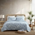 Palmday 3Piece Blue Cotton King Quilt Set