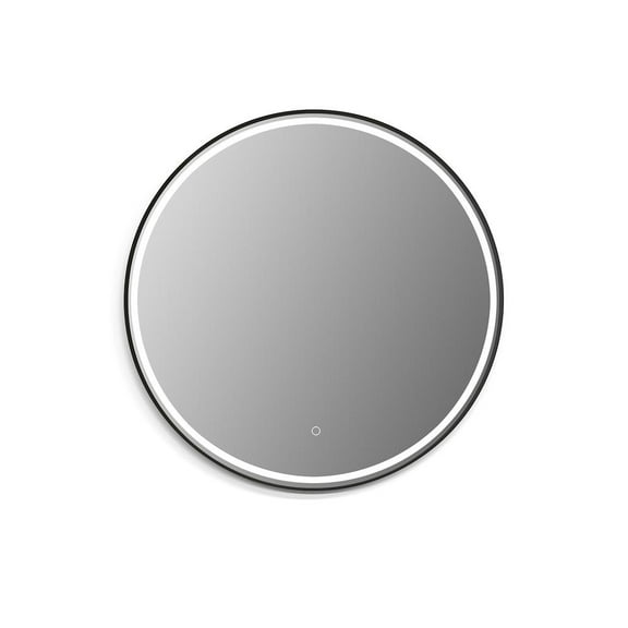 Palme Round 32" Framed in Matt Black Modern Bathroom/Vanity LED Lighted Wall Mirror