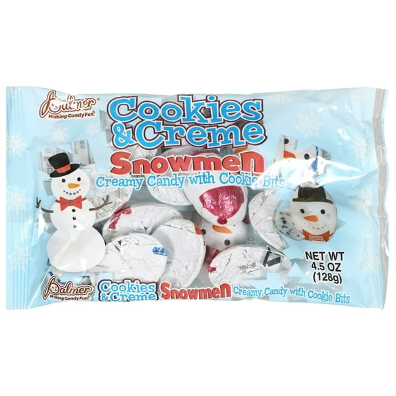 Palmer Cookies & Creme Snowmen - Creamy Candy with Cookie Bits - Individually Wrapped Holiday Candy - Net Wt. 4.5 oz