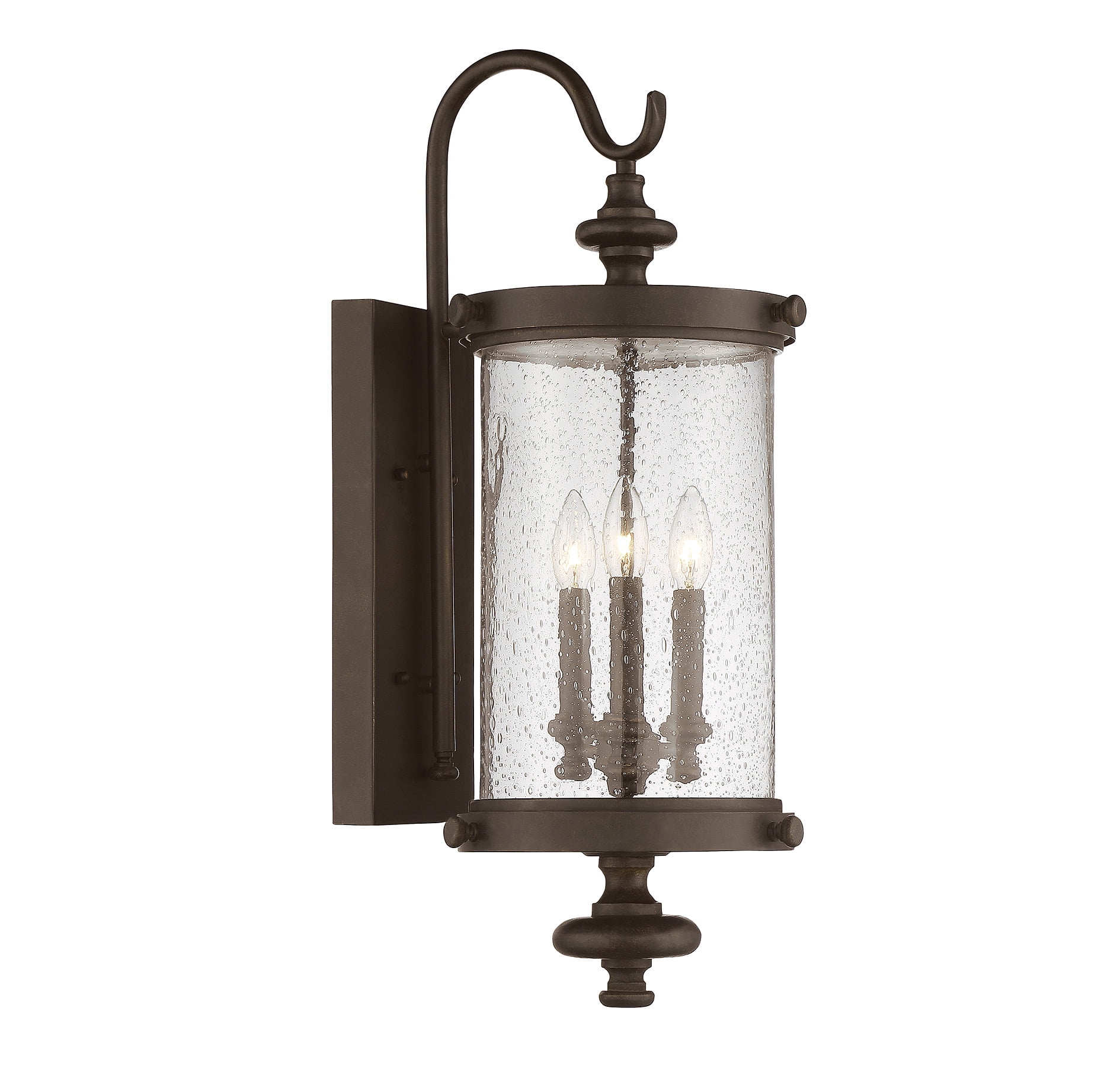 Walnut Patina 26" Bronze Outdoor Lantern with Seeded Glass