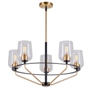 Palmer 5-Light Black and Soft Gold Chandelier with Clear Glass - Black and Soft Gold