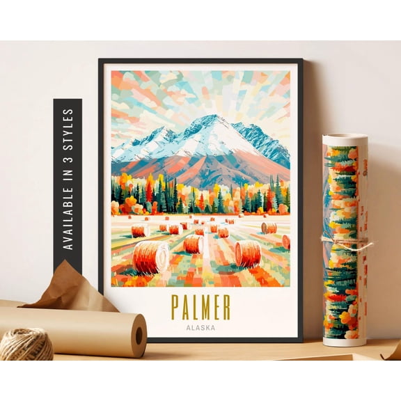 Palmer Alaska Art Poster Travel City Wall Art Palmer Ak Gift Destination City Travel Poster Trendy Art Modern Wall Decor Home Decor, 8x12 UNFRAMED
