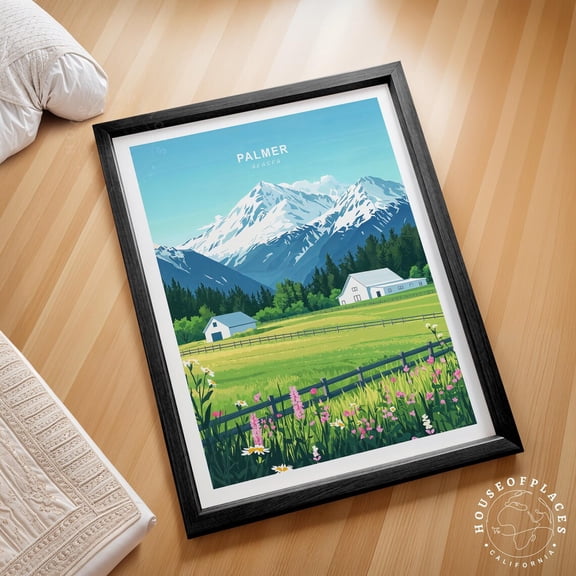 Palmer Alaska Mountain Valley Wilderness Nature Art Print, Unframed Paper Poster 11x14in