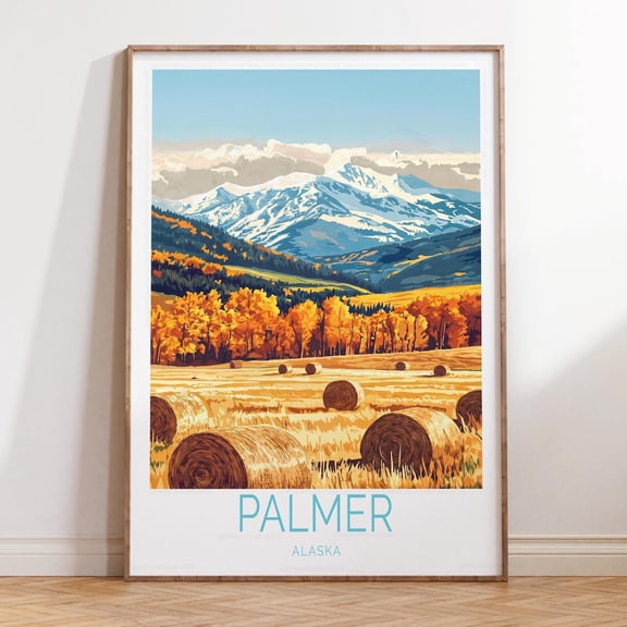 Palmer Alaska Travel Poster Home Decor Wedding Wall Art, Unframed Paper Print Size 8x12