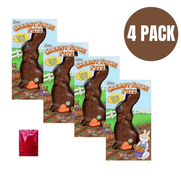 Palmer Carrot Patch Pete Bunny-Shaped Milk Chocolate-Flavored Candy, 4 Pack with BONUS LaPrima Morceau Bonbon