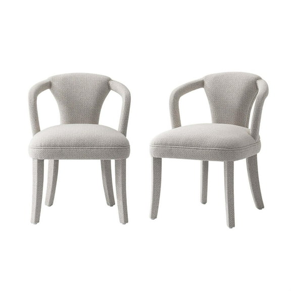 Palmer Dining Armchair with Solid Wood Frame in Silver Lining - Set of 2