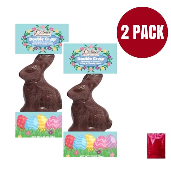Palmer Double Crisp Chocolaty Candy (2 Pack)  Crunchy Rice Easter Bunny Treats with Bonus LaPrima Morceau Bonbon