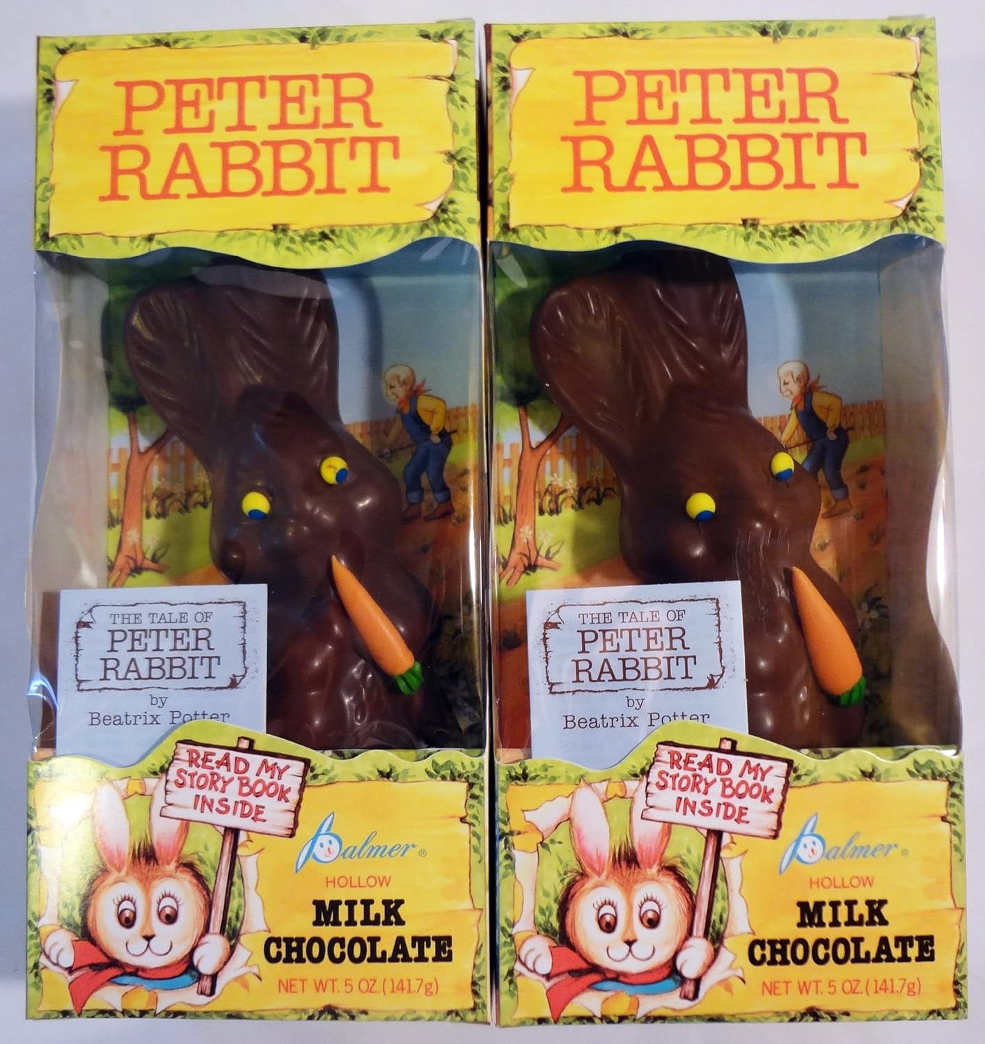 Palmer "Peter Rabbit" Hollow Milk Chocolate Candy Large 5 oz Easter Bunny Rabbits, Pack Of 2
