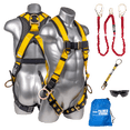 thumbnail image 1 of Palmer Safety Fall Protection Safety Harness Kit I 5pt Full Body, 6' Double Lanyard, 18" D-Ring Extender I Dorsal & Sides D-ring I OSHA ANSI Compliant Personal Equipment (Yellow - Universal), 1 of 6
