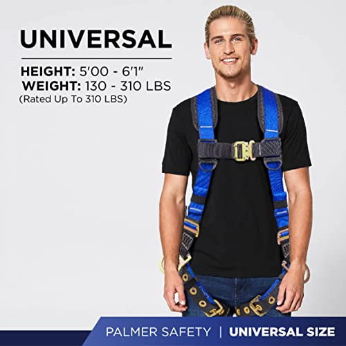 Palmer Safety Full Body Harness with 5 Point Adjustment, Dorsal Dring
