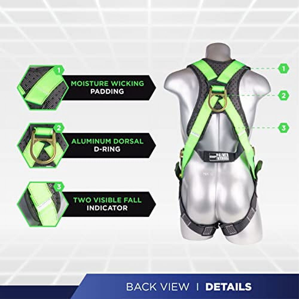Palmer Safety Full Body Harness with 5 Point Adjustment, Dorsal Dring
