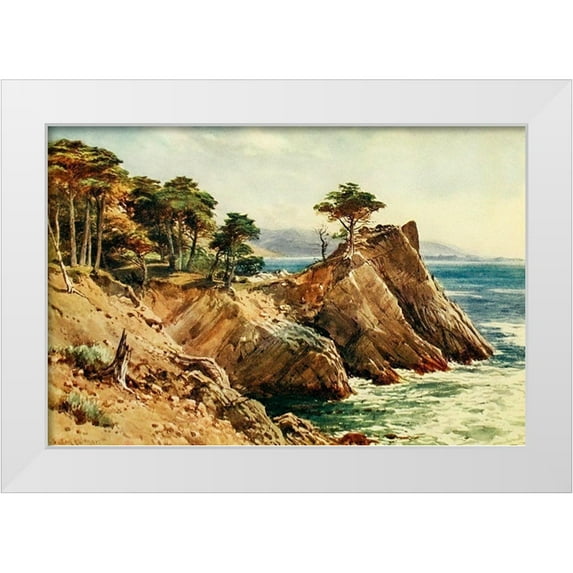 Palmer, Sutton 14x11 White Modern Wood Framed Museum Art Print Titled - Cypress Point near Carmel-California 1914