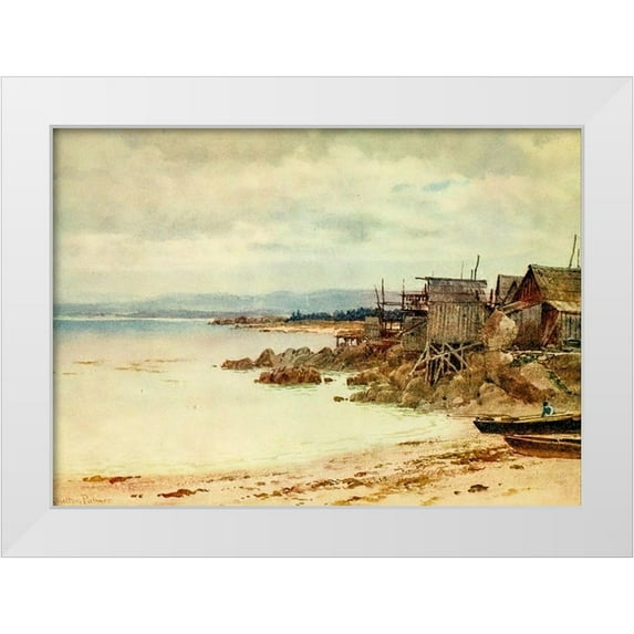 Palmer, Sutton 24x18 White Modern Wood Framed Museum Art Print Titled - Pescadera-Chinese fishing village in Monterey Bay-California 1914