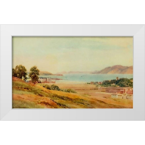 Palmer, Sutton 32x21 White Modern Wood Framed Museum Art Print Titled - Golden Gate and Black Point-San Francisco-California 1914