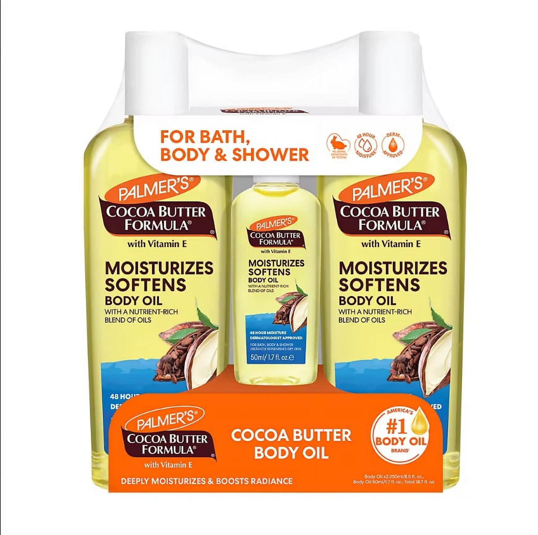 Palmer's Cocoa Butter Formula Body Oil Club Pack With Vitamin E, 2 ct./8.5 oz. Plus Travel Size Pack