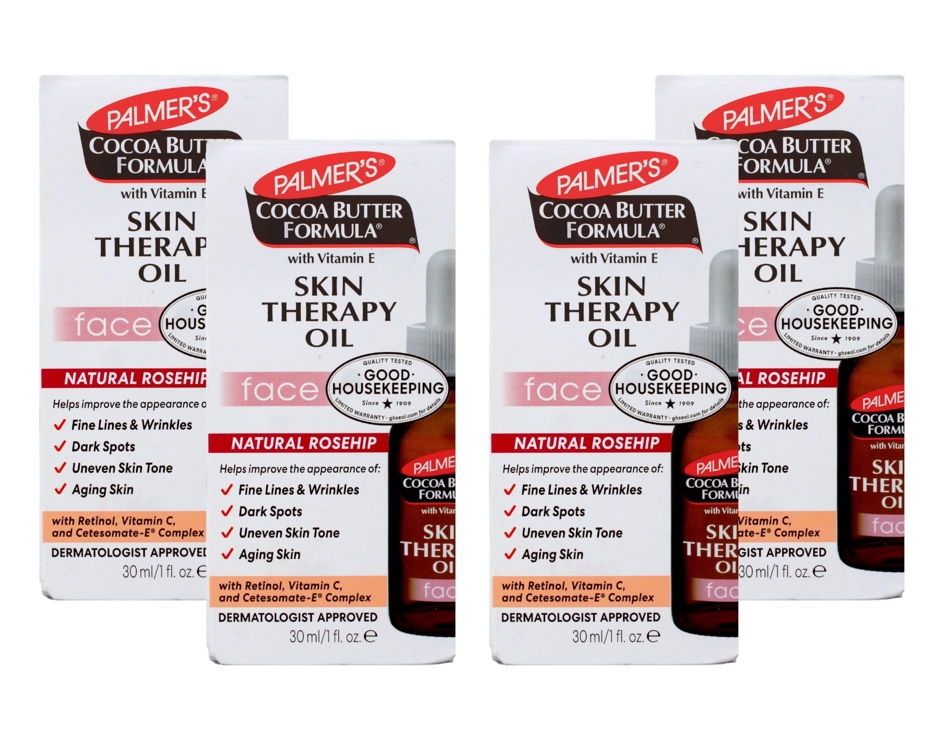 Palmer's, Cocoa Butter Formula, Skin Therapy Oil, Face, Rosehip Fragrance, 1 fl oz Pack of 4