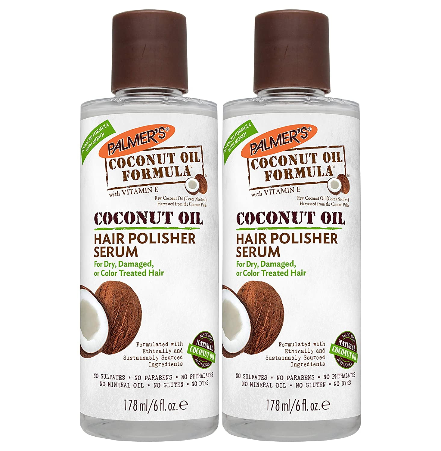 Palmer's Coconut Oil Formula Hair Polisher Serum 6 Ounces (Pack of 2
