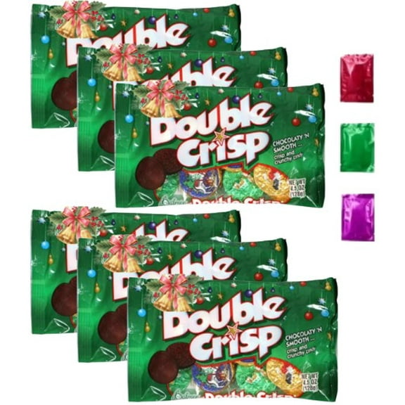 Palmer's Double Crisp Chocolate Christmas Candy – Smooth & Crunchy Holiday Treats, Perfect for Stocking Stuffers, Gift Baskets, 4.5 oz Bags (Pack of 6) with Bonus Snoep in Beperkte Oplage