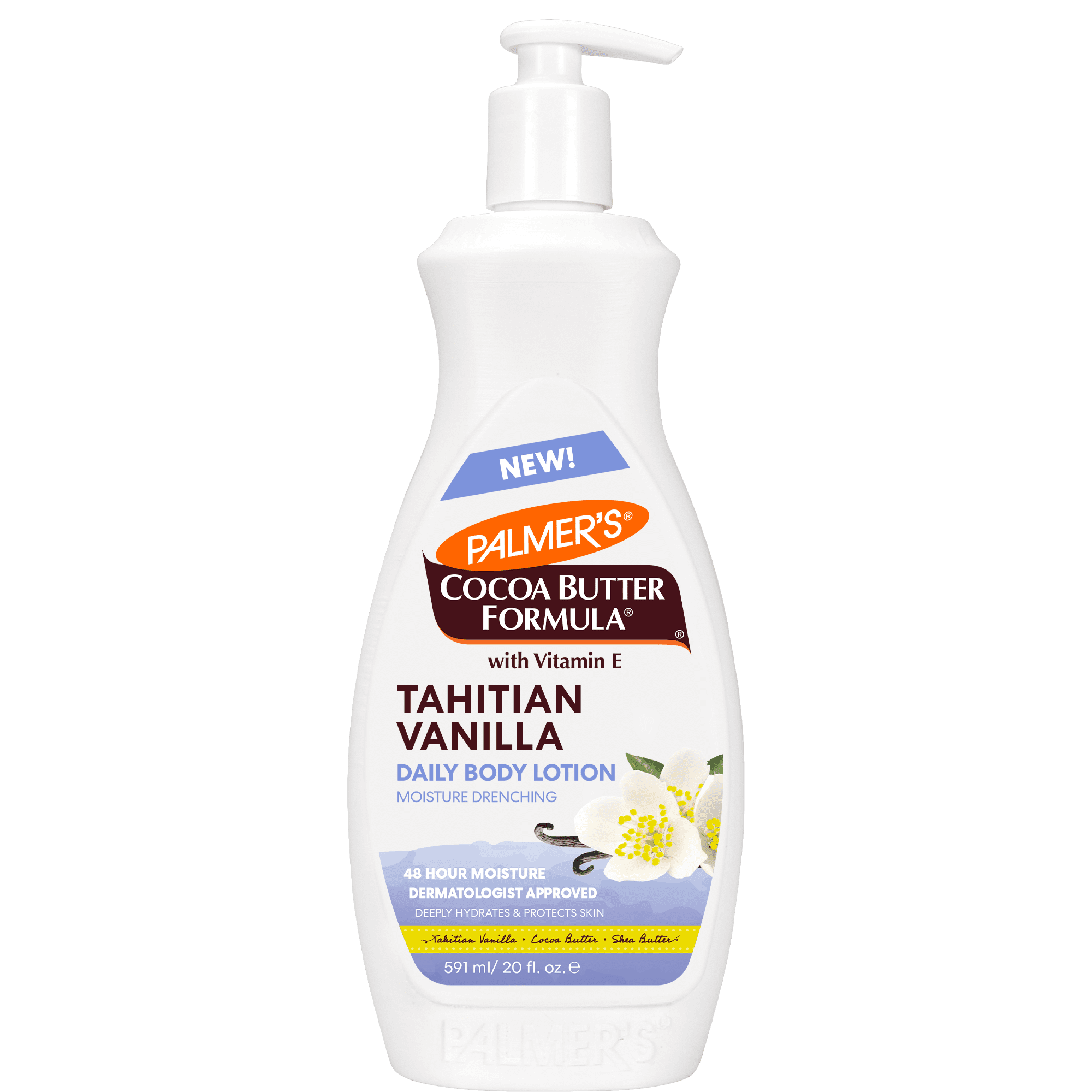 Palmer's Cocoa Butter Formula Tahitian Vanilla Body Lotion, 20 oz, Daily Moisturizing Lotion for Dry Skin with Shea Butter & Vitamin E, Hydrates & Protects, with 48-Hour Deep Moisture
