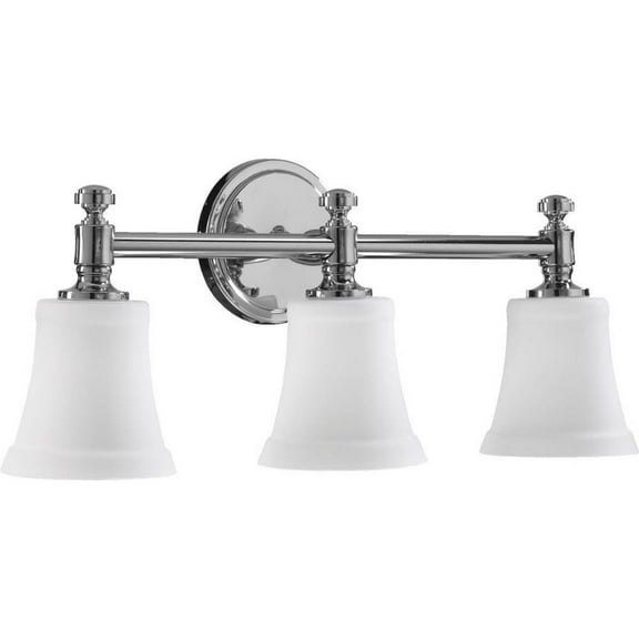 Palmerston Broadway 3 Light Bathroom Light in Style 21.5 inches Wide By 9 inches High-Chrome Finish-Satin Opal Glass Color Bailey Street Home