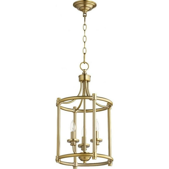 Palmerston Broadway 3 Light Entry Pendant in Bailey Street Home Home Collection Style 12 inches Wide By 21.5 inches High-Aged Brass Finish Bailey