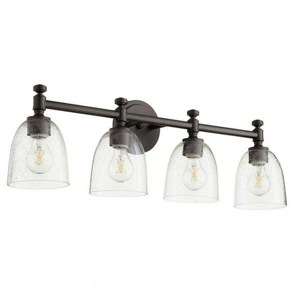 Palmerston Broadway 4 Light Bathroom Light in Style 30 inches Wide By 9 inches High-Oiled Bronze Finish-Clear Glass Color Bailey Street Home