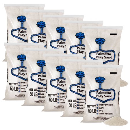Palmetto 10 Pack Soft Play Sand, Safe Low-Dust Natural Sand for Sandboxes, 50 lbs