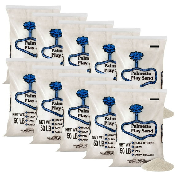 Palmetto 10 Pack Soft Play Sand, Safe Low-Dust Natural Sand for Sandboxes, 50 lbs