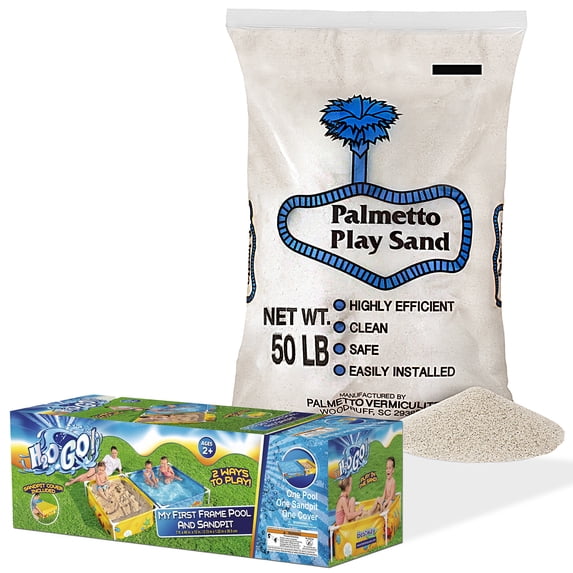 Palmetto 50 Pound Natural Play Sand for Sand Box Bundled with Kiddie Pool and Sandpit