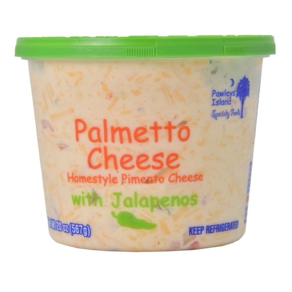 Palmetto Cheese, Pimento Cheese Dip & Spread with Jalapenos, 20 oz. Refrigerated, Spreadable, Re-Sealable Plastic Tub.