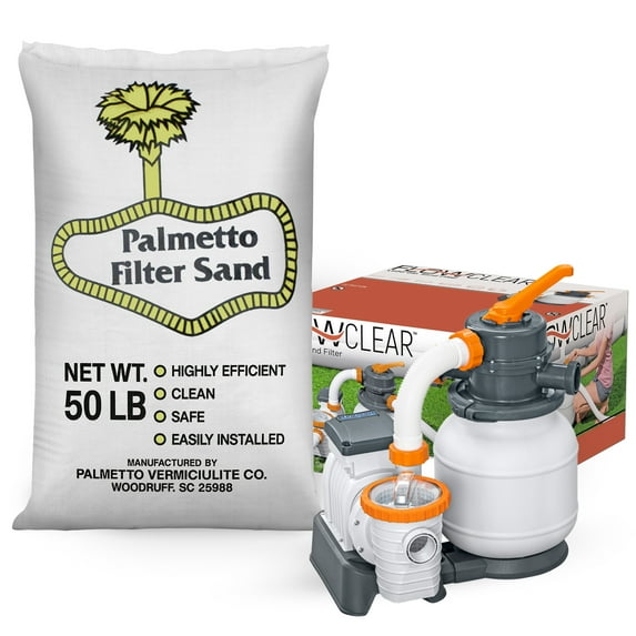Palmetto Filter Sand, 50 Pound & Bestway Flowclear 1500 Gallon Sand Filter Pump