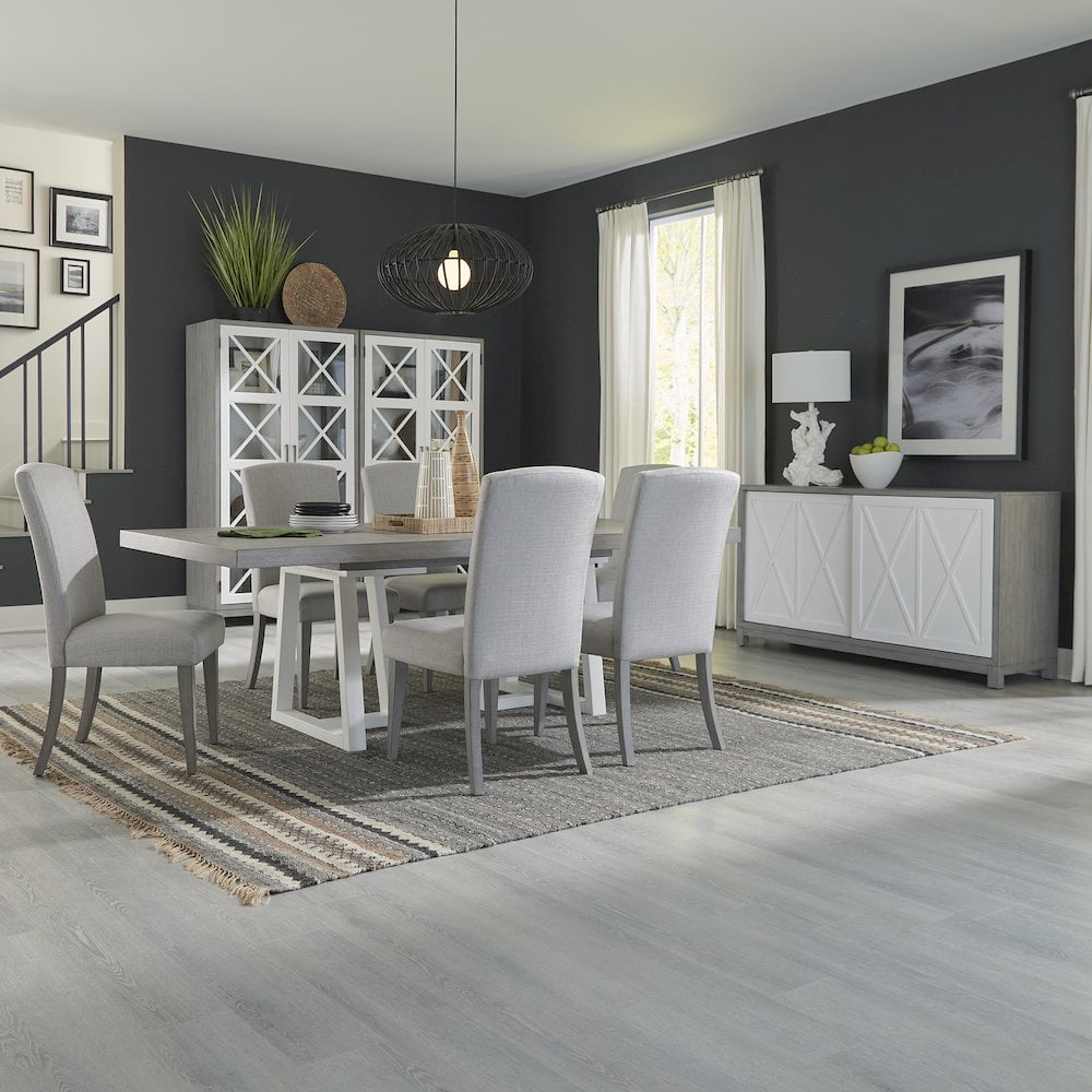 Palmetto Heights Driftwood and Shell White Oak 7-Piece Dining Set