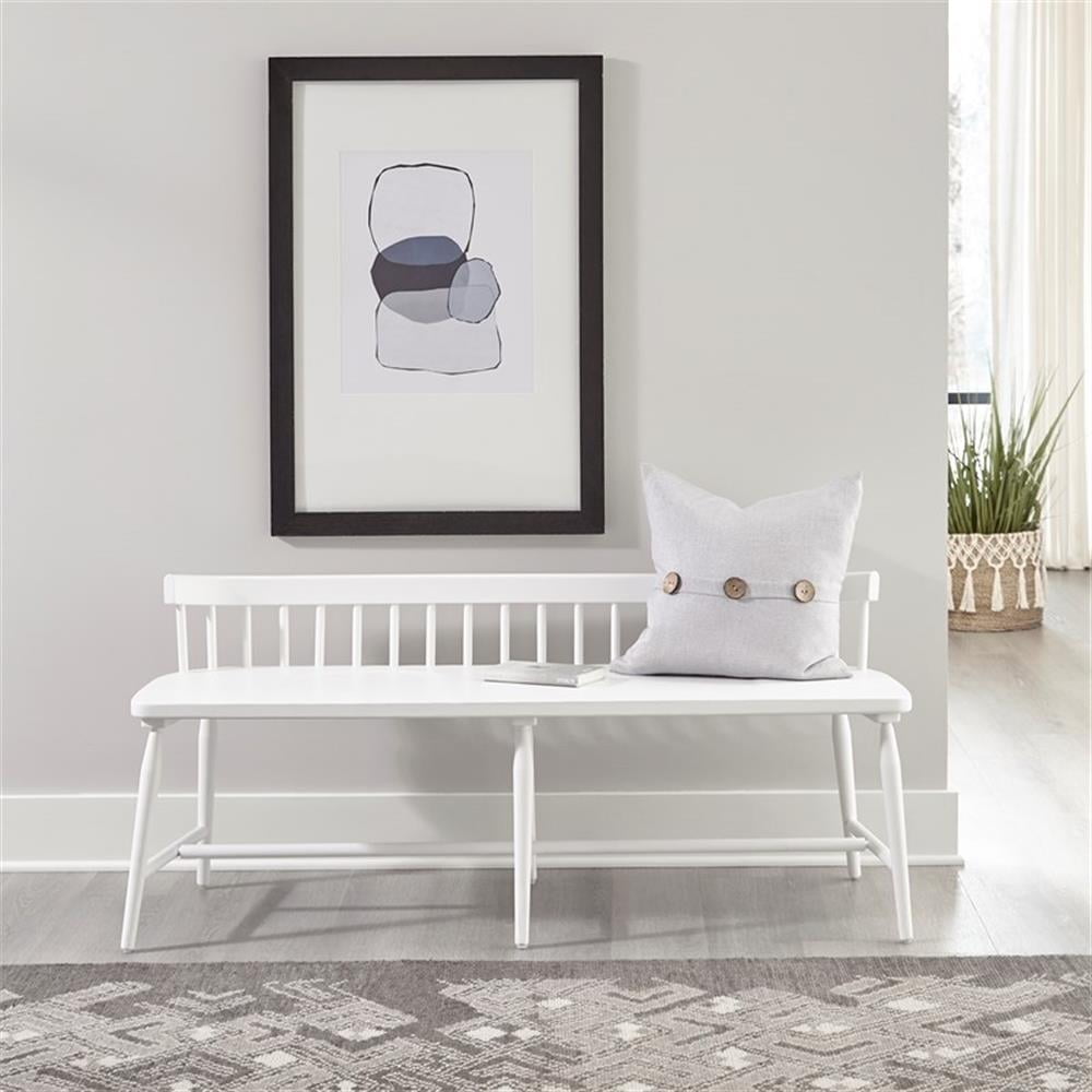 Shell White Rubberwood Spindle Back Bed Bench