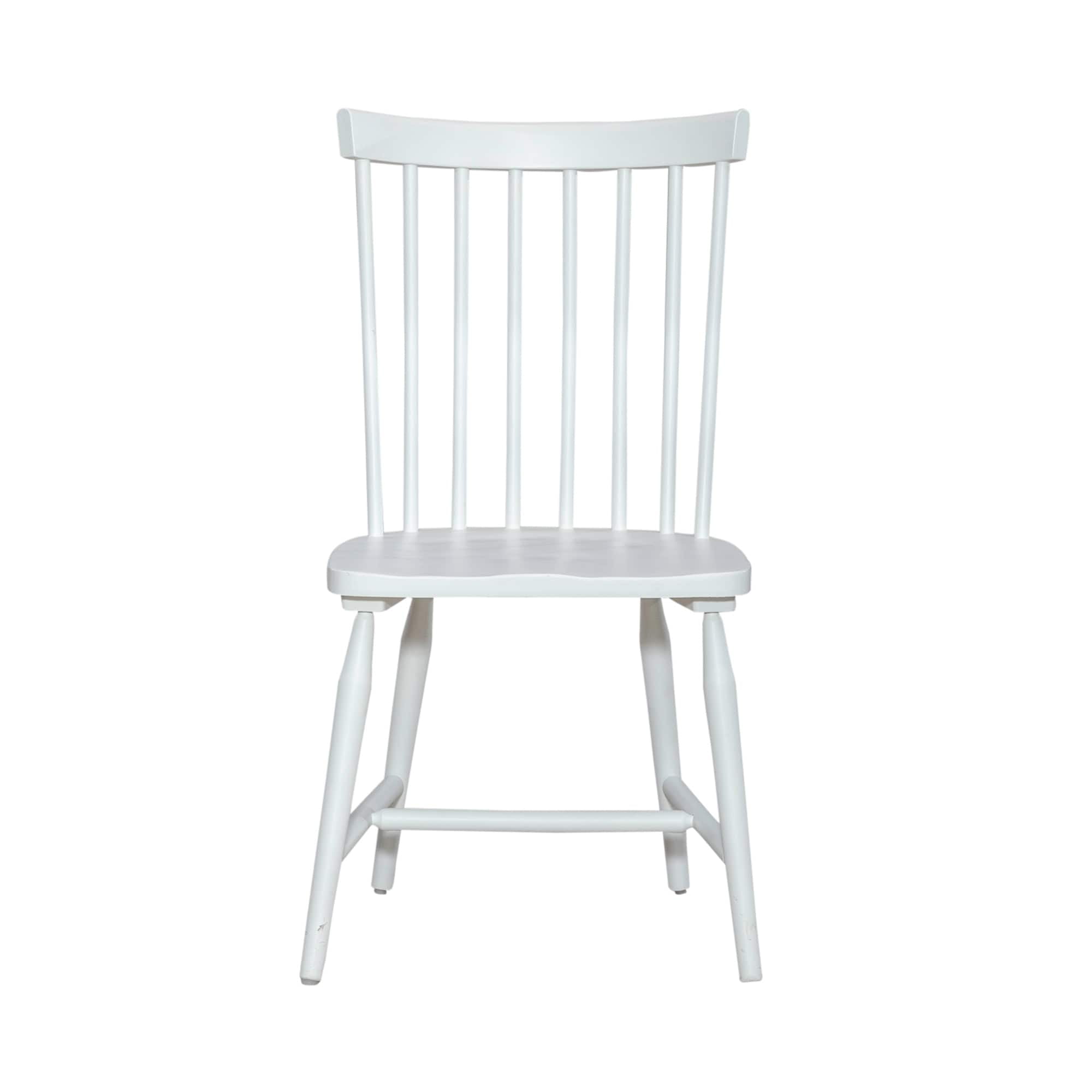 White Wood Spindle Back Upholstered Side Chair
