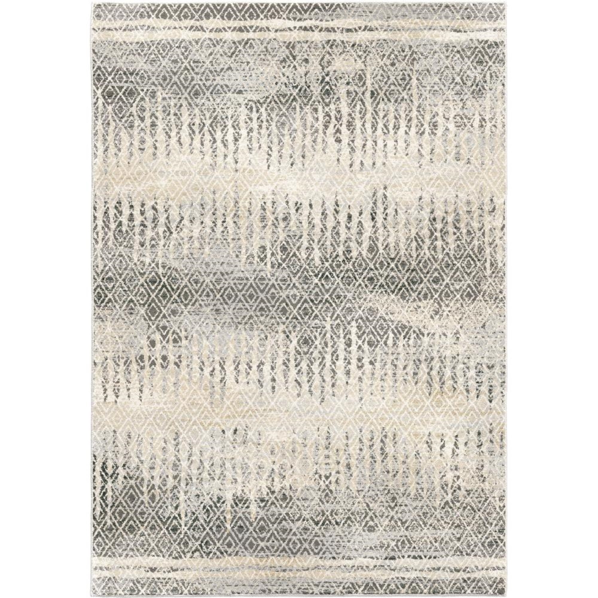 Cloud Grey Diamond Pattern Synthetic Area Rug 6'7" x 9'6"