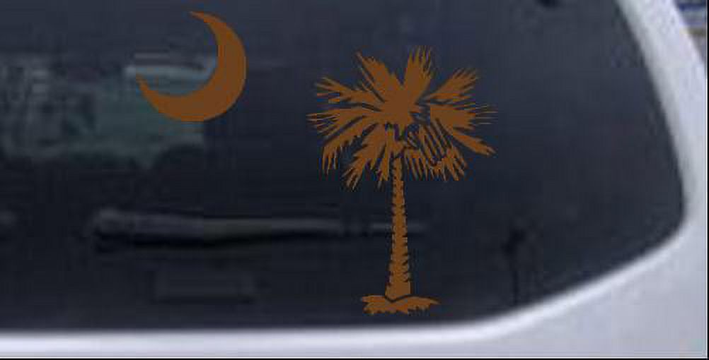 Palmetto Palm Tree and Moon Car or Truck Window Laptop Decal Sticker