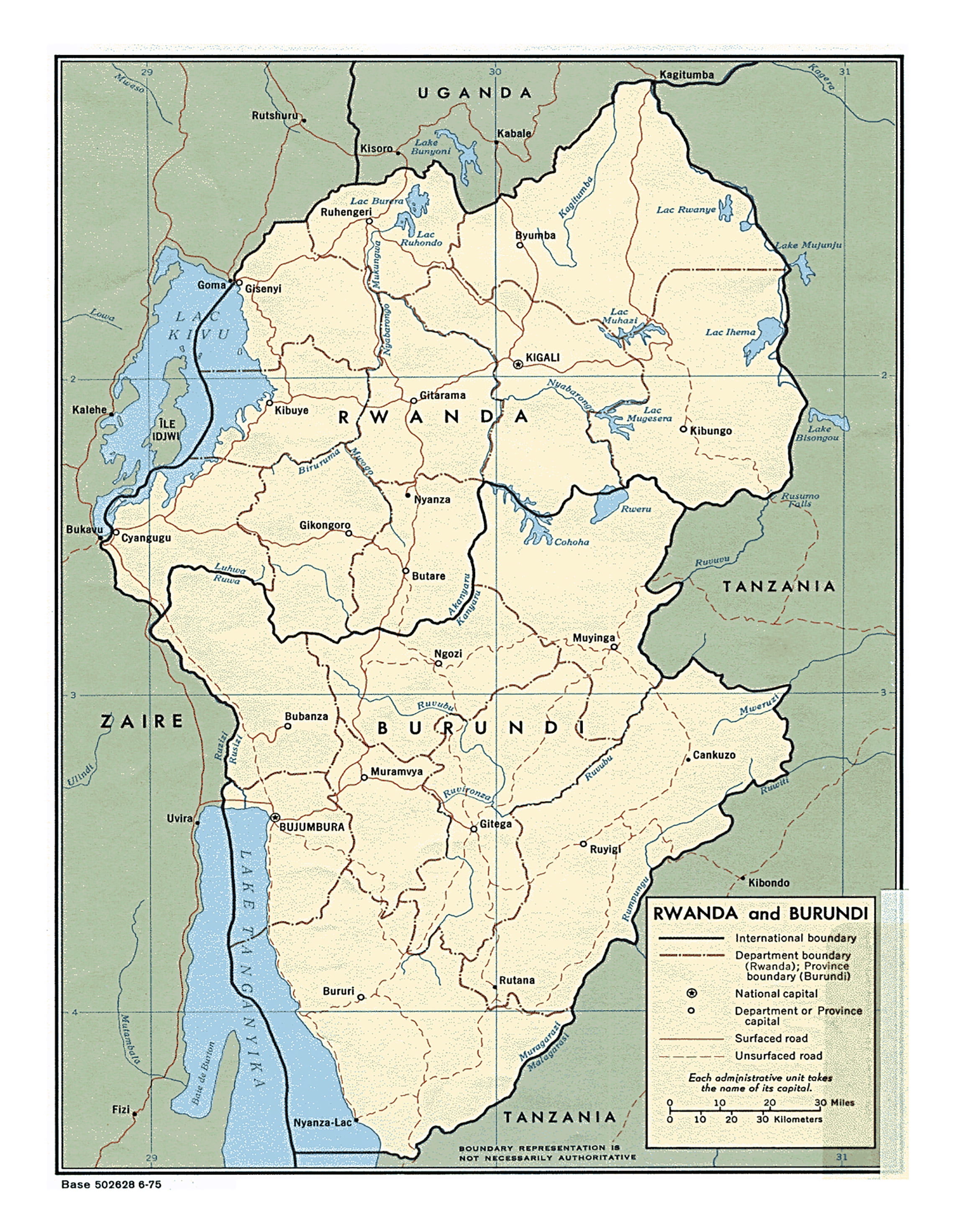 Detailed Political and Administrative Map of Rwanda Botswana | Ubuy