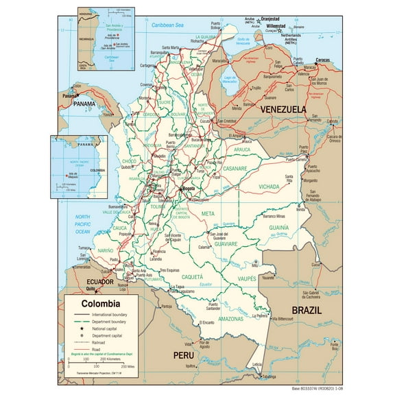 Palmetto Posters Map of Colombia 24" x 31" Poster