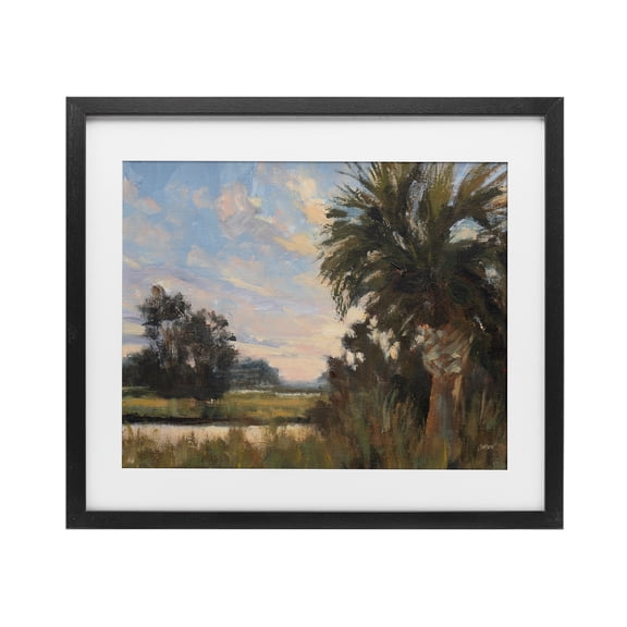 Stupell Industries Palmetto Sunset Landscape Black Framed Print Under Glass, design by Carson Overstreet, 17 x 21