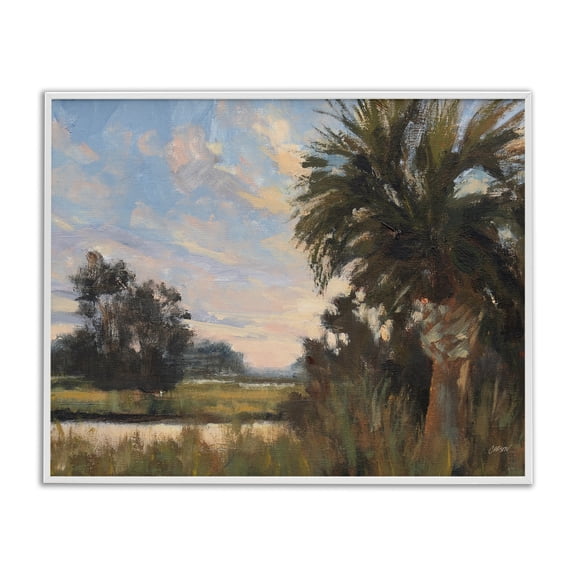Stupell Industries Palmetto Sunset Landscape White Framed Giclee Art, design by Carson Overstreet, 11 x 14