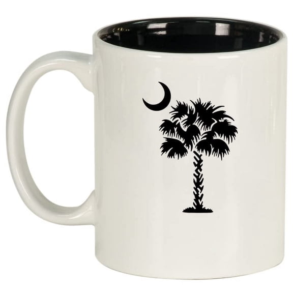 Palmetto Tree South Carolina Palm Moon Ceramic Coffee Mug Tea Cup Gift (11oz White)