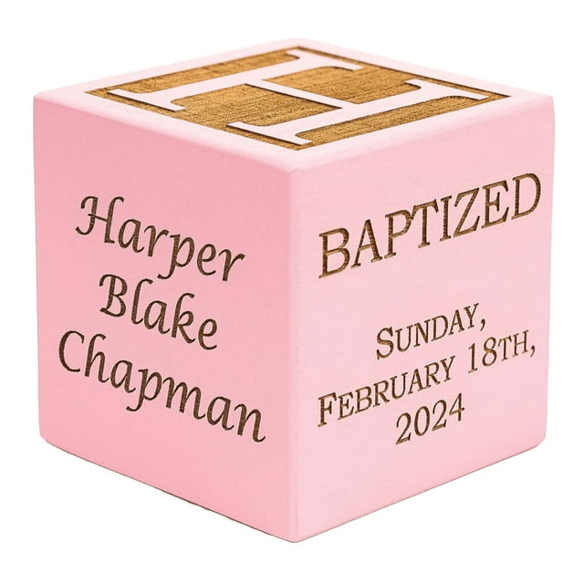 Palmetto Wood Shop Personalized Baby Baptism, Dedication, Christening Gift, Solid Wood Block