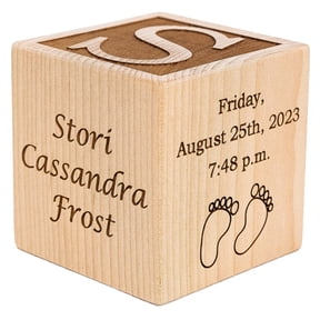 Palmetto Wood Shop Personalized Baby Birth Wooden Block, Gifts for Newborns, New Baby