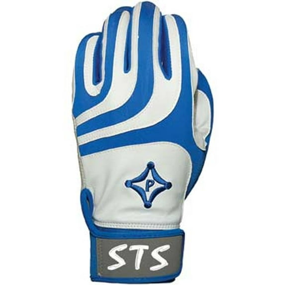 Palmgard STS Protective Batting Glove - White and Blue For Baseball and Softball - Adult - LG