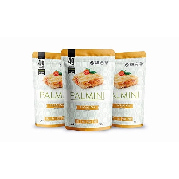 Palmini Lasagna | Low-Carb, Low-Calorie Hearts of Palm Pasta | Keto, Gluten Free, Vegan, Non-GMO | As seen on Shark Tank | (12 Ounce Pouch - Pack of 3)