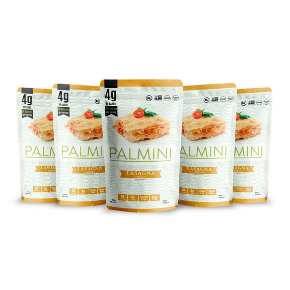 Palmini Lasagna | Low-Carb, Low-Calorie Hearts of Palm Pasta | Keto, Gluten Free, Vegan, Non-GMO | As seen on Shark Tank | (12 Ounce Pouch - Pack of 6)