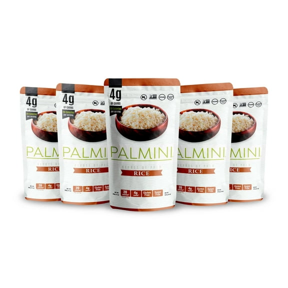 Palmini Rice | Low-Carb, Low-Calorie Hearts of Palm Rice | Keto, Gluten Free, Vegan, Non-GMO | As seen on Shark Tank | (12oz. Pouch - 6 Pack)