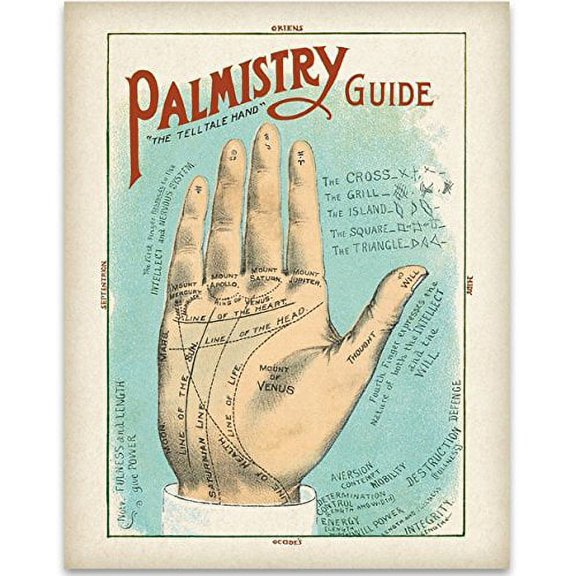 Palmistry Art Print - 11x14 Unframed Art Print - Great Bedroom/Living Room Decor or Gift for People Who are into Palmistry, Numerology, Horoscope, Divination, Occult